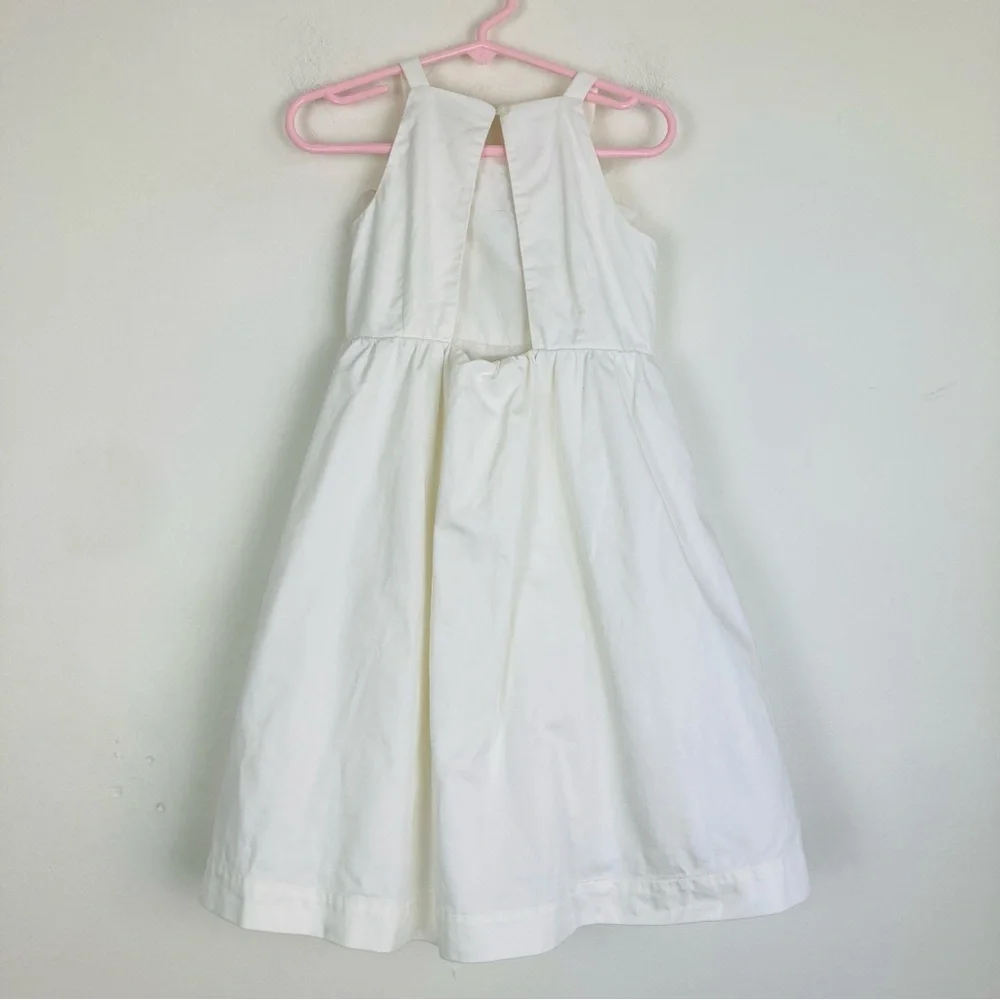 Crewcuts collection white 3D floral appliqué flower girl wedding midi dress. 2